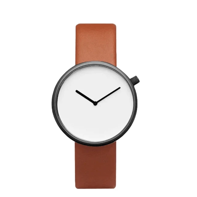 Minimalist Classic Watch – White Dial with Leather Strap