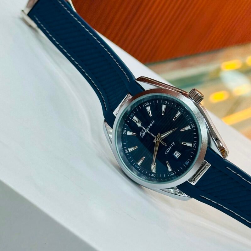 Luxury Classic Men’s Watch – Black Dial & Silicone Strap