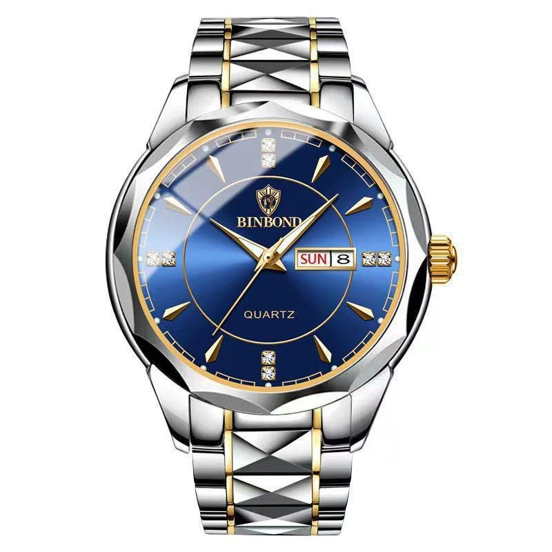 Men's Luxury Blue Dial Stainless Steel Quartz Watch - Image 2