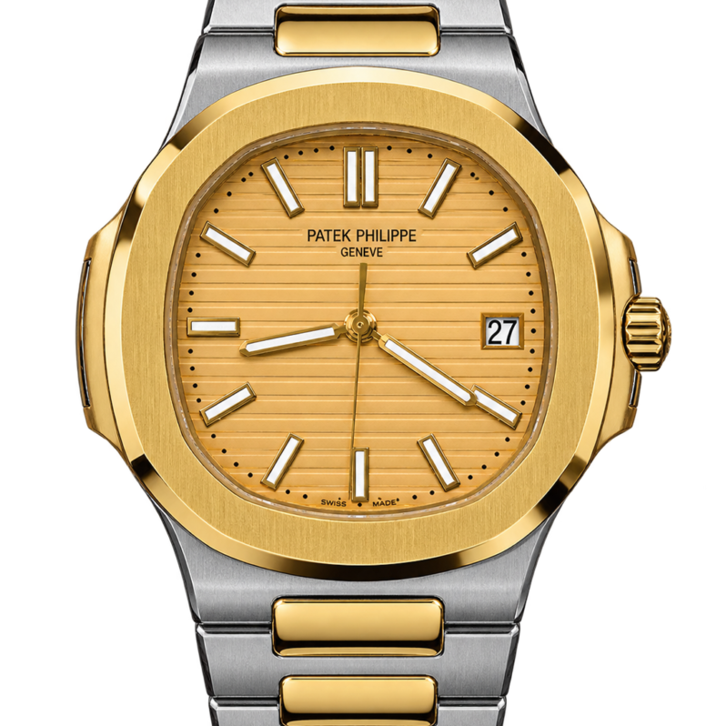 Patek Philippe Nautilus Style Silver & Gold Watch